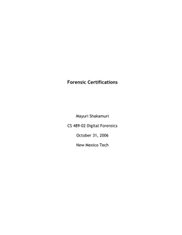 Forensic Certifications