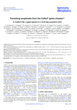 Transiting Exoplanets from the Corot Space Mission*