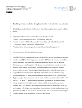 Frazil Ice Growth and Production During Katabatic Wind Events in The