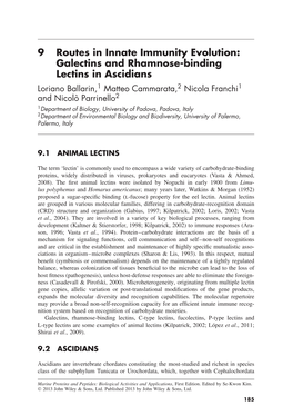 Galectins and Rhamnose-Binding Lectins in Ascidians