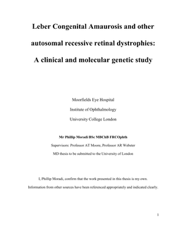 Leber Congenital Amaurosis and Other Autosomal