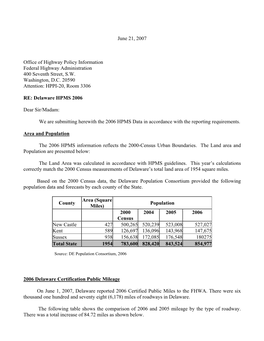 Delaware's 2006 Submission Comments