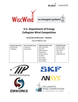 Wiscwind U.S. Department of Energy Collegiate Wind Competition