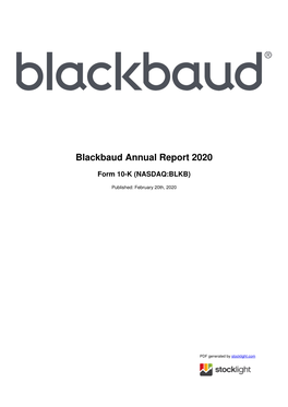 Blackbaud Annual Report 2020