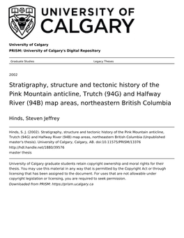Stratigraphy, Structure and Tectonic History of the Pink Mountain Anticline, Trutch (94G) and Halfway River (94B) Map Areas, Northeastern British Columbia