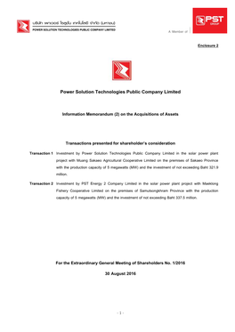 Power Solution Technologies Public Company Limited