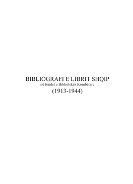 Bibliografi E Librit Shqip (1913-1944)