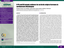 U-Pb and Hf Isotopic Evidence for an Arctic Origin of Terranes in Northwestern Washington GEOSPHERE; V