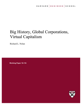 Big History, Global Corporations, Virtual Capitalism