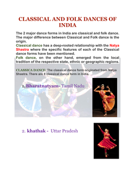 Classical & Folk Dance