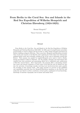 From Berlin to the Coral Sea: Sea and Islands in the Red Sea Expedition of Wilhelm Hemprich and Christian Ehrenberg (1824-1825)