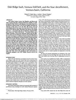 Oak Ridge Fault, Ventura Fold Belt, and the Sisar Decollement, Ventura Basin, California