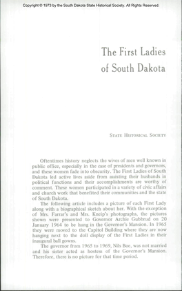 The First Ladies of South Dakota