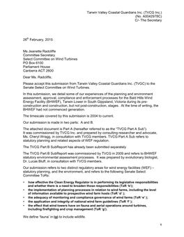 Tarwin Valley Coastal Guardians Inc. (TVCG Inc.) (No