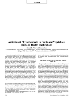 Antioxidant Phytochemicals in Fruits and Vegetables: Diet and Health Implications Ronald L