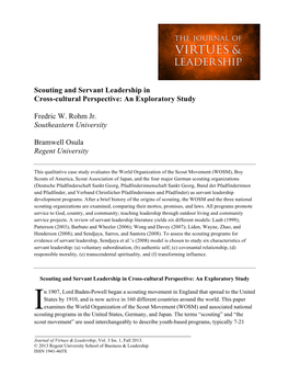 Scouting and Servant Leadership in Cross-Cultural Perspective: an Exploratory Study