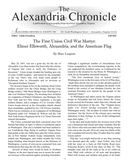 The First Union Civil War Martyr: Elmer Ellsworth, Alexandria, and the American Flag