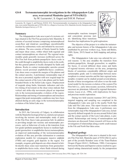Tectonometamorphic Investigations in the Athapapuskow Lake Area, West-Central Manitoba (Part of NTS 63K12) by M