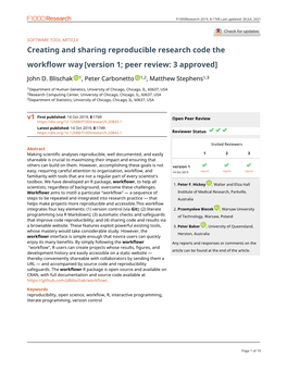 Creating and Sharing Reproducible Research Code the Workflowr Way [Version 1; Peer Review: 3 Approved]