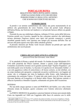 Portali Di Roma Biglitto Da Visita Di Palazzi E Chiese, I Portali Sono Indicativi Dei Diversi Periodi Storici E Degli Stili Artistici Che Si Sono Succeduti Nei Secoli