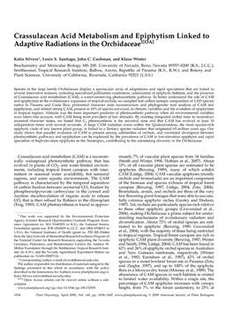 Crassulacean Acid Metabolism and Epiphytism Linked to Adaptive Radiations in the Orchidaceae1[OA]