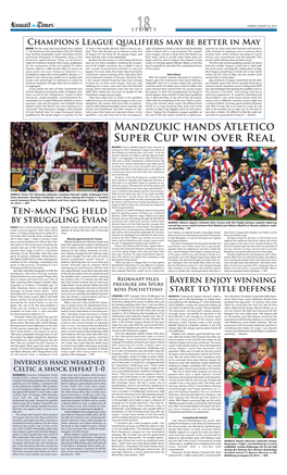 Mandzukic Hands Atletico Super Cup Win Over Real