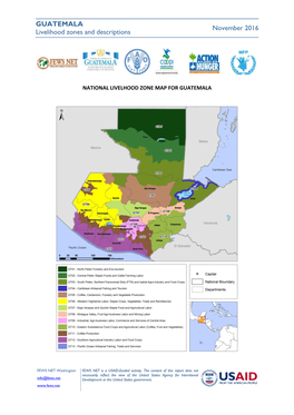 GUATEMALA Livelihood Zones and Descriptions November 2016