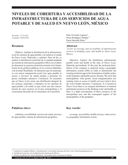 Niveles De Cobertura Y Accesibilidad De La Infraestructura De Los Servicios De Agua Potable Y De Salud En Nuevo León, México