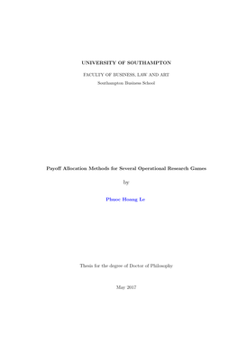 Payoff Allocation Methods for Several Operational Research Games