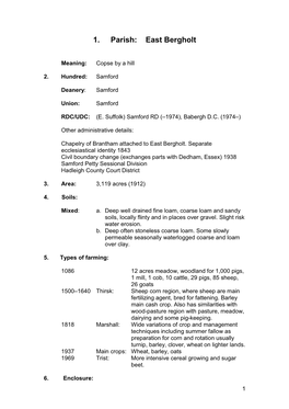 1. Parish: East Bergholt