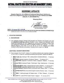 NDRRMC Update Sitrep No. 49 Flooding & Landslides 22Jan2011