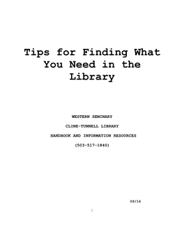 Tips for Finding What You Need in the Library