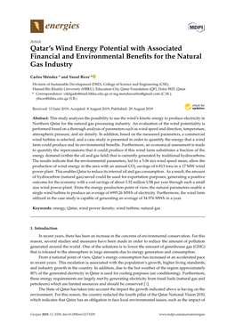 Qatar's Wind Energy Potential with Associated Financial And