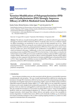 (PPI) and Polyethylenimine (PEI) Strongly Improves Eﬃcacy of Sirna-Mediated Gene Knockdown