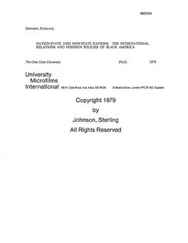 University Microfilms Copyright 1979 by Johnson, Sterling All Rights Reserved