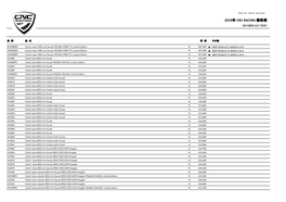 2019年 Cnc Racing 価格表 (表示価格は全て税別)