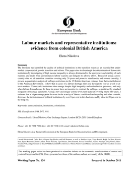 Labour Markets and Representative Institutions: Evidence from Colonial British America