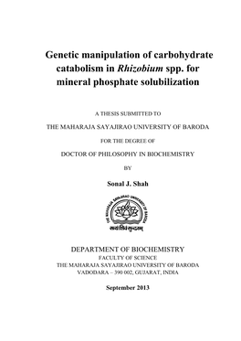 Genetic Manipulation of Carbohydrate Catabolism in Rhizobium Spp. for Mineral Phosphate Solubilization