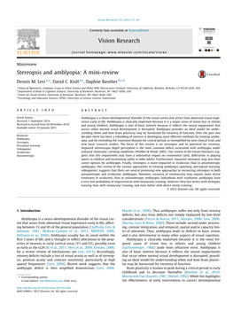 Stereopsis and Amblyopia: a Mini-Review ⇑ Dennis M