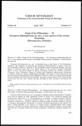 II. Octospora Kilimanjarensis Sp. Nov., a New Species of the Section Neottiellae (Discomycetes, Pezizales).- Czech Mycol