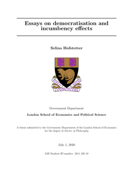 Essays on Democratisation and Incumbency Effects