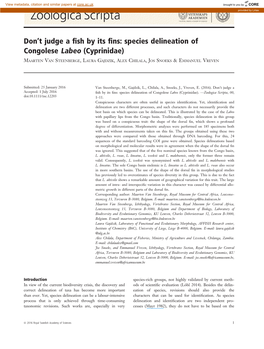 Species Delineation of Congolese Labeo (Cyprinidae)