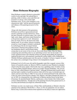 Hans Hofmann Biography