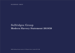 Selfridges Group Modern Slavery Statement 2019/20