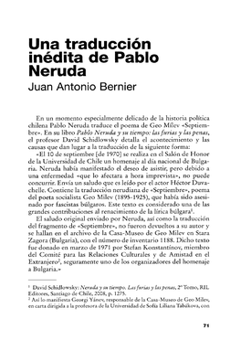 Una Traducción Inédita De Pablo Neruda Juan Antonio Bernier