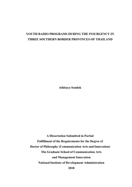 Youth Radio Programs During the Insurgency in Three Southern Border Provinces of Thailand