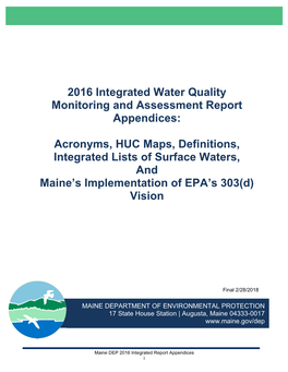 2016 Integrated Water Quality Monitoring And