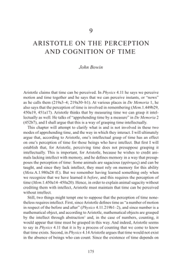 9 Aristotle on the Perception and Cognition of Time