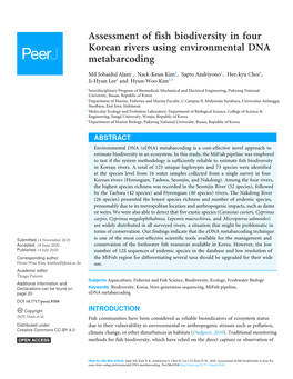 Assessment of Fish Biodiversity in Four Korean Rivers Using Environmental DNA Metabarcoding