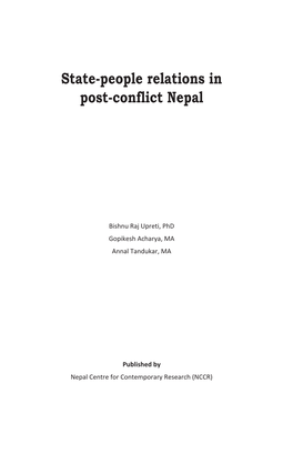 State-People Relations in Post-Conflict Nepal